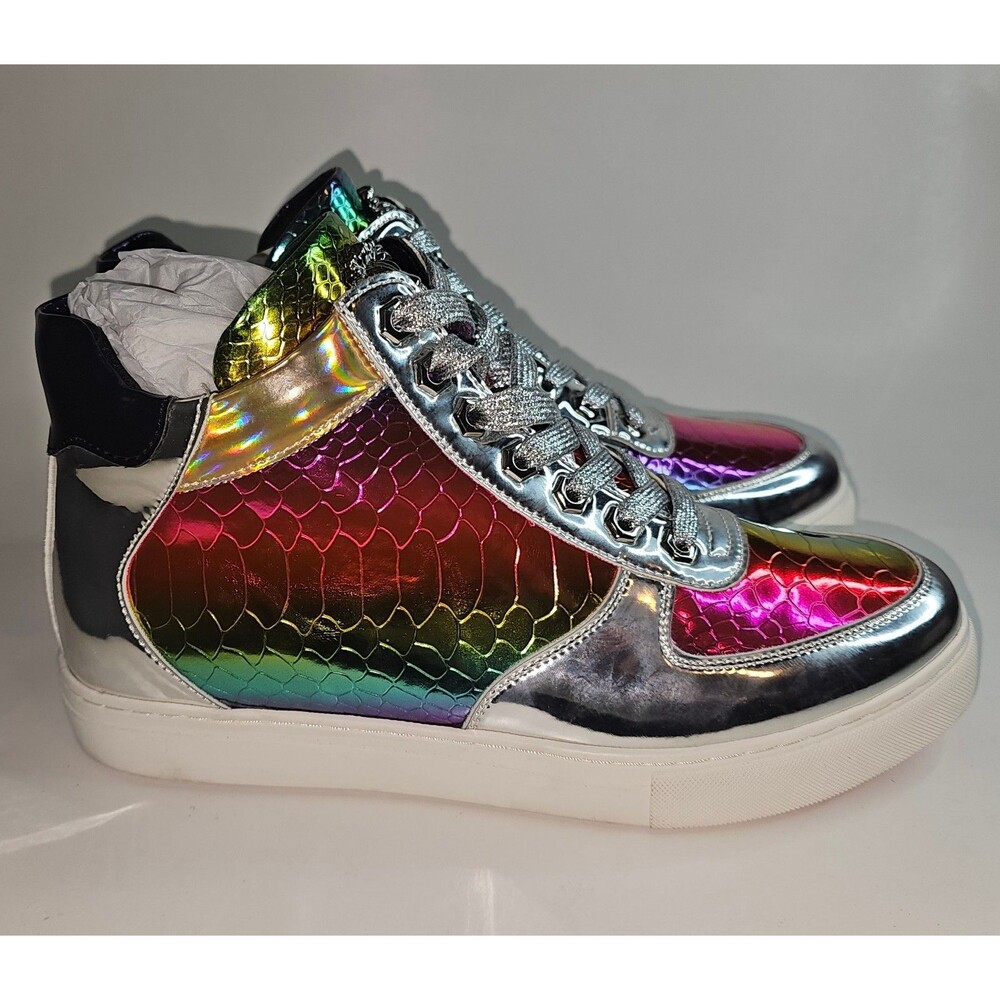 Encore by Fiesso FI-2384 Rainbow Lace High Top Sneaker Shoes Sz Men's 8 Embossed